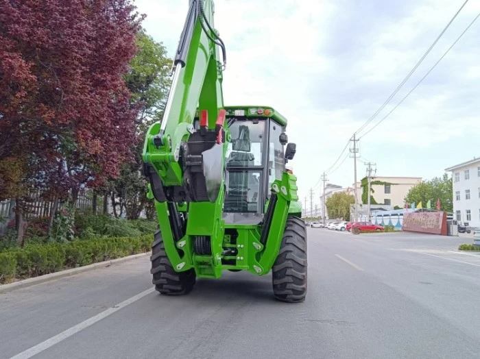 Wheeled backhoe loader working on site