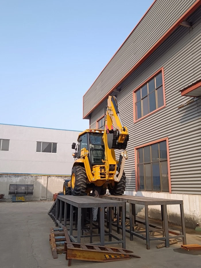 3CX backhoe loader in material yard